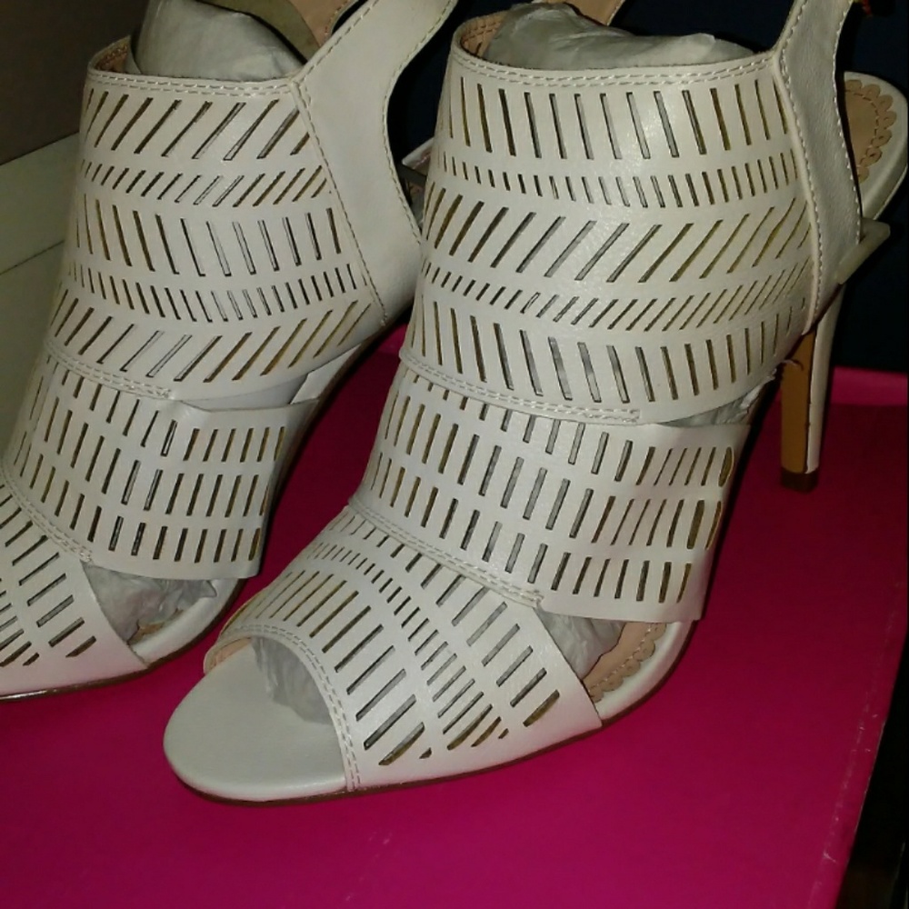 White heeled sandals